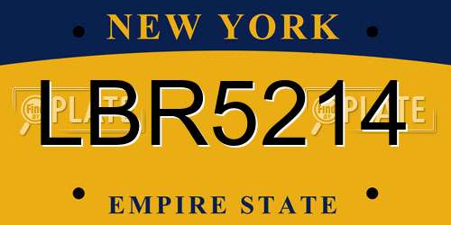 LBR5214 New York License Plate