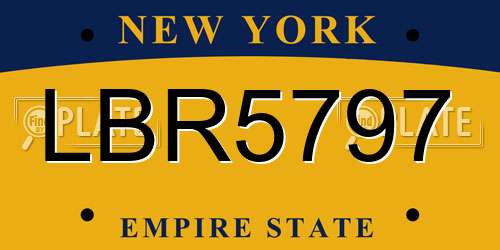LBR5797 New York License Plate