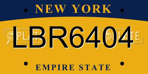 LBR6404 New York License Plate