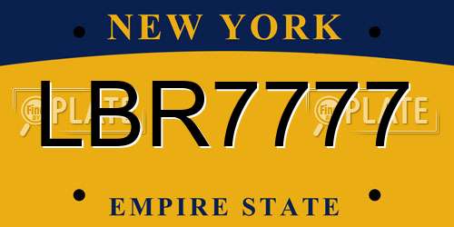 LBR7777 New York License Plate