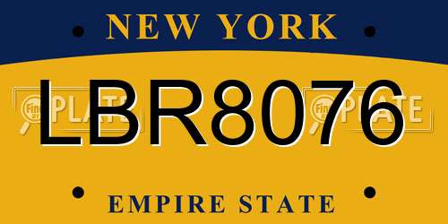 LBR8076 New York License Plate