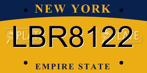 LBR8122 New York License Plate