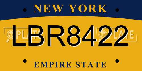 LBR8422 New York License Plate