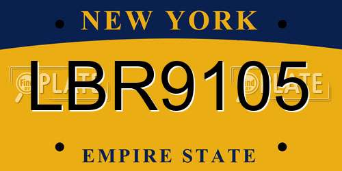 LBR9105 New York License Plate