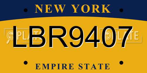 LBR9407 New York License Plate