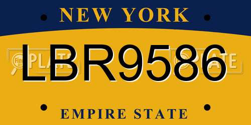 LBR9586 New York License Plate