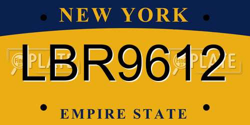 LBR9612 New York License Plate