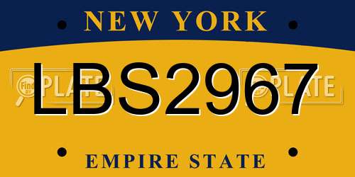 LBS2967 New York License Plate