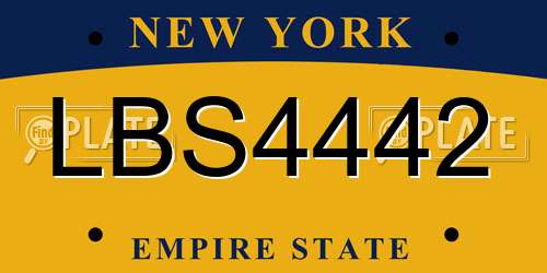 LBS4442 New York License Plate