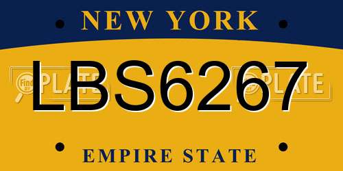 LBS6267 New York License Plate