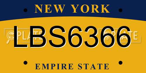 LBS6366 New York License Plate