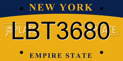 LBT3680 New York License Plate