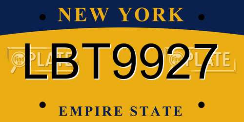 LBT9927 New York License Plate