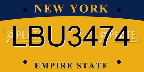 LBU3474 New York License Plate