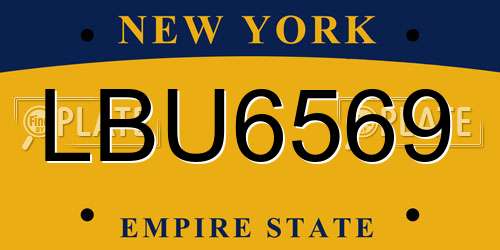 LBU6569 New York License Plate