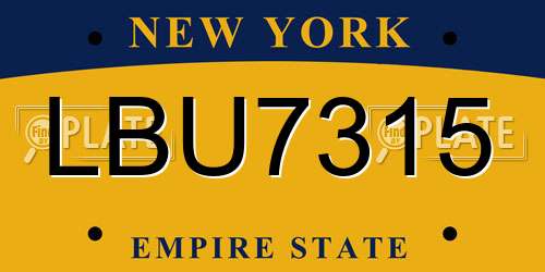 LBU7315 New York License Plate