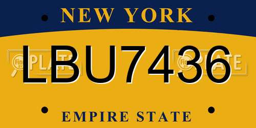 LBU7436 New York License Plate