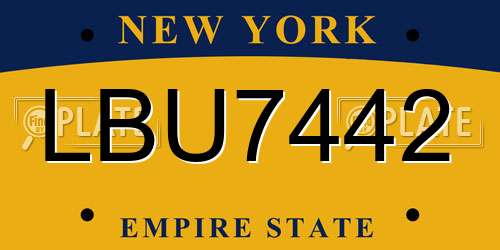 LBU7442 New York License Plate