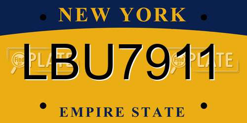 LBU7911 New York License Plate