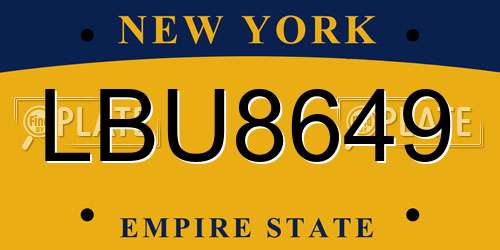 LBU8649 New York License Plate