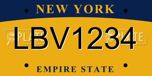 LBV1234 New York License Plate