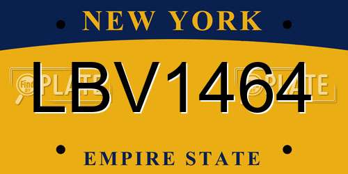LBV1464 New York License Plate