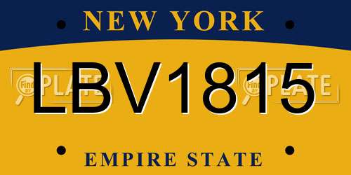 LBV1815 New York License Plate