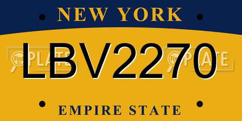 LBV2270 New York License Plate