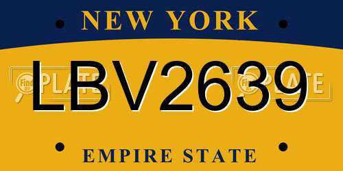 LBV2639 New York License Plate