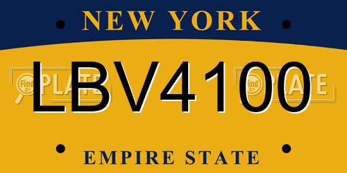 LBV4100 New York License Plate