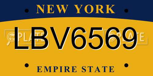 LBV6569 New York License Plate