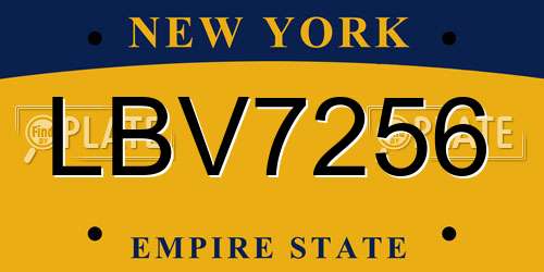 LBV7256 New York License Plate