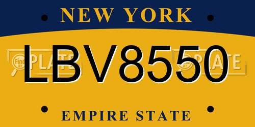 LBV8550 New York License Plate