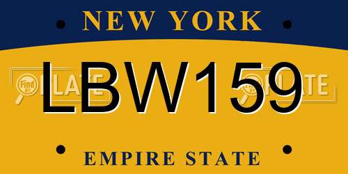 LBW159 New York License Plate