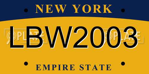 LBW2003 New York License Plate