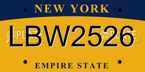 LBW2526 New York License Plate