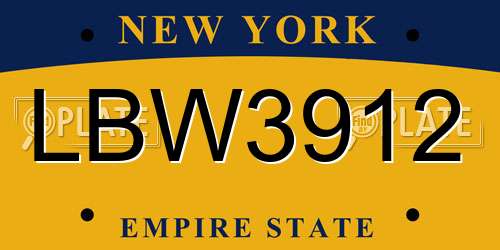 LBW3912 New York License Plate