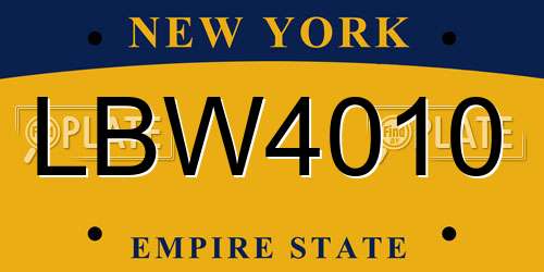 LBW4010 New York License Plate