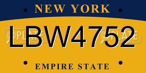 LBW4752 New York License Plate