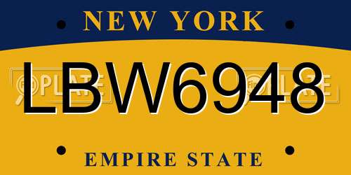 LBW6948 New York License Plate