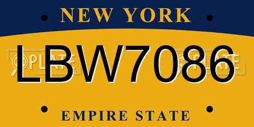 LBW7086 New York License Plate