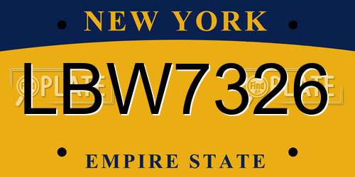 LBW7326 New York License Plate