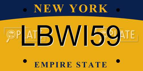 LBWI59 New York License Plate