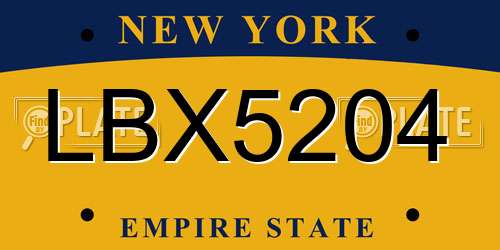 LBX5204 New York License Plate
