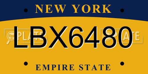 LBX6480 New York License Plate