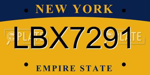 LBX7291 New York License Plate
