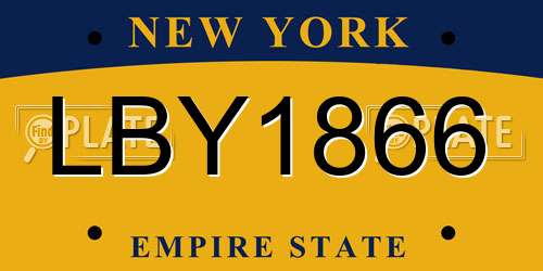LBY1866 New York License Plate