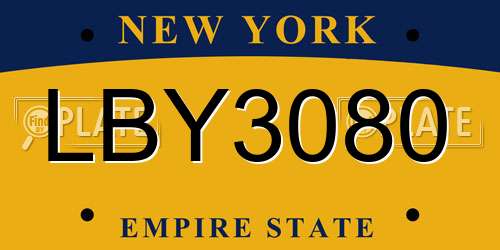 LBY3080 New York License Plate