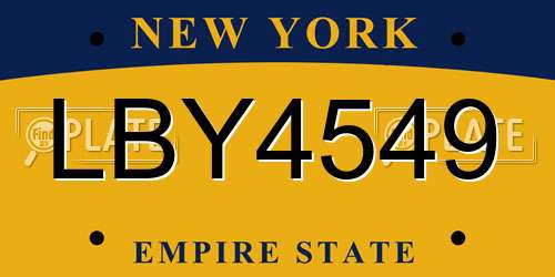 LBY4549 New York License Plate