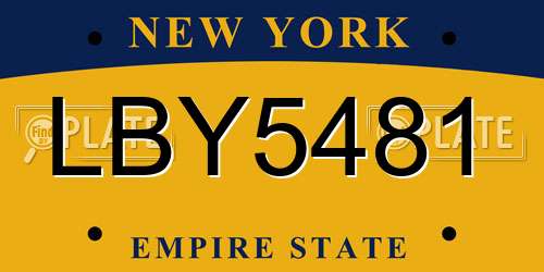 LBY5481 New York License Plate